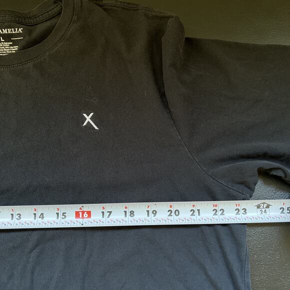 Doc & Amelia Tee Shirt Mens Large Black Embroidered X Logo Basic Cotton Top - Picture 7 of 9